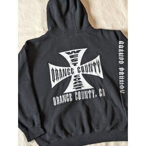 West Coast Choppers Vintage Y2K Orange County Black Graphic Hoodie Large